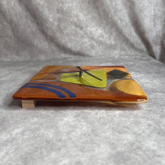Colorful Geometric Fused Glass Wall Clock By Danielle Styles Battery Operated - Picture 6 of 12
